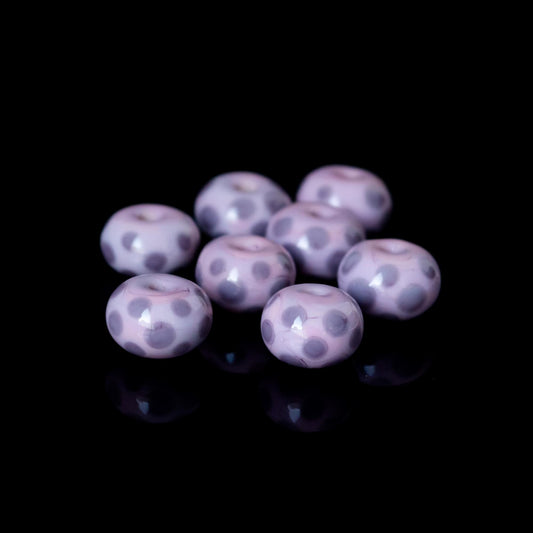 Rose Purple Lavender Dots Handmade Lampwork Glass Spacer Set