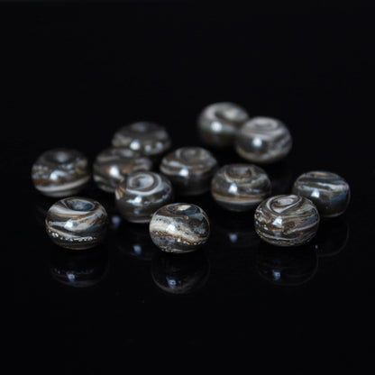 Gray Brown Beige Marble Handmade Lampwork Glass Spacer Set
