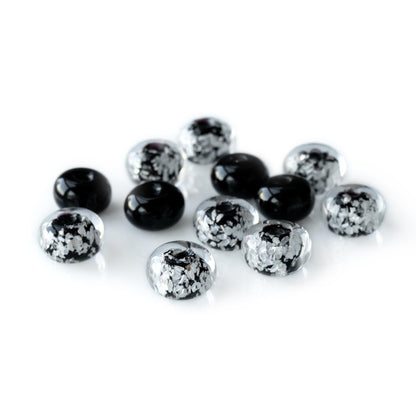 Black and Silver Flake Lampwork Beads - Handmade Glass Bead Set