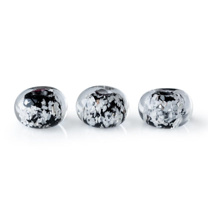 Black and Silver Flake Lampwork Beads - Handmade Glass Bead Set