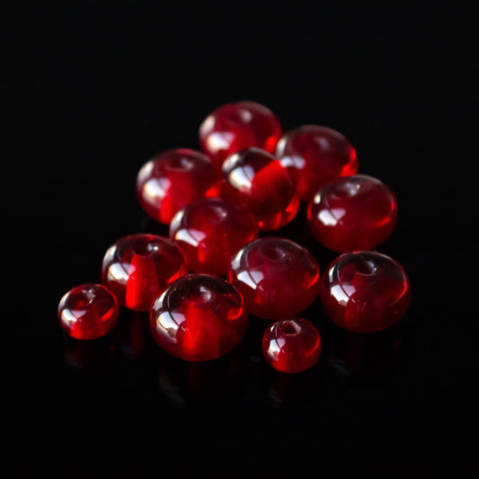 Red Transparent Handmade Lampwork Glass Spacer Beads Set