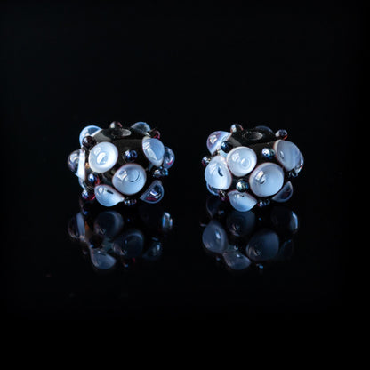 Black Blue Transparent Earring Set Handmade Lampwork Glass Beads