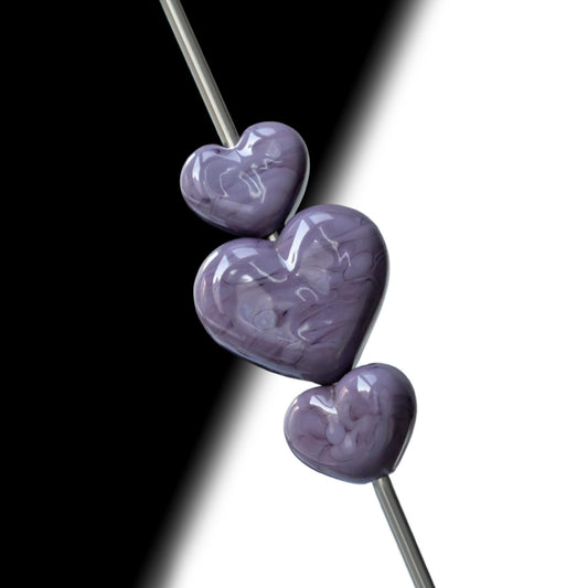 Lavender Heart Handmade Lampwork Glass Bead