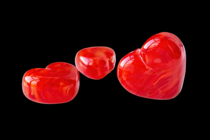 Red Orange Heart Handmade Lampwork Glass Beads