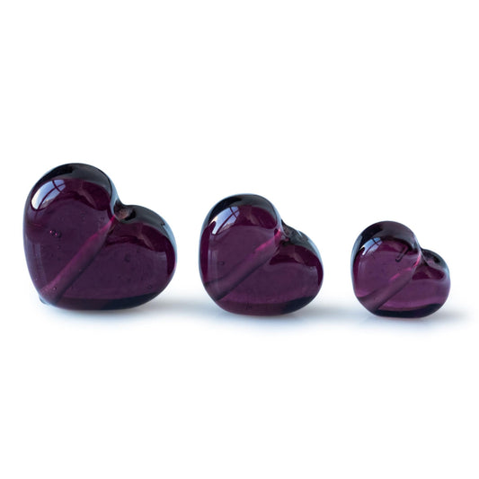 Purple Violet Heart Handmade Lampwork Glass Beads