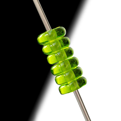 Green Transparent Handmade Lampwork Glass Spacer Beads  Set