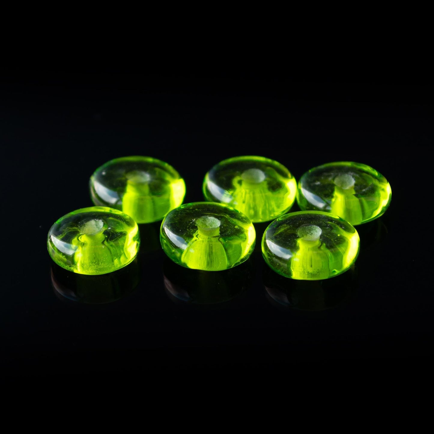 Green Transparent Handmade Lampwork Glass Spacer Beads  Set
