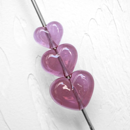 Lavender Heart Handmade Lampwork Glass Beads