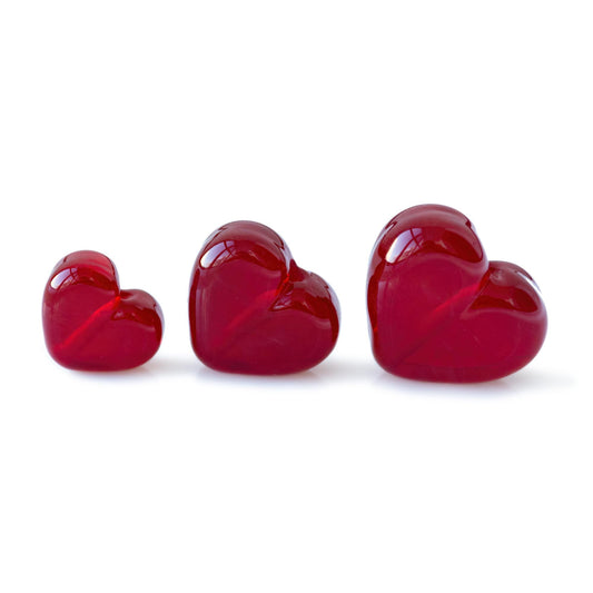 Ruby Red Heart Handmade Lampwork Glass Beads Murano Artisan Jewelry Making