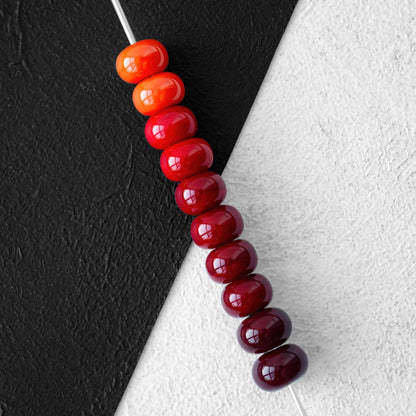 Fiery Red and Orange Gradient Handmade Lampwork Glass Beads