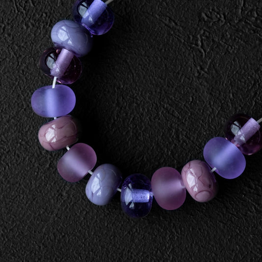 Purple & Pink Spacer Handmade Lampwork Beads Set