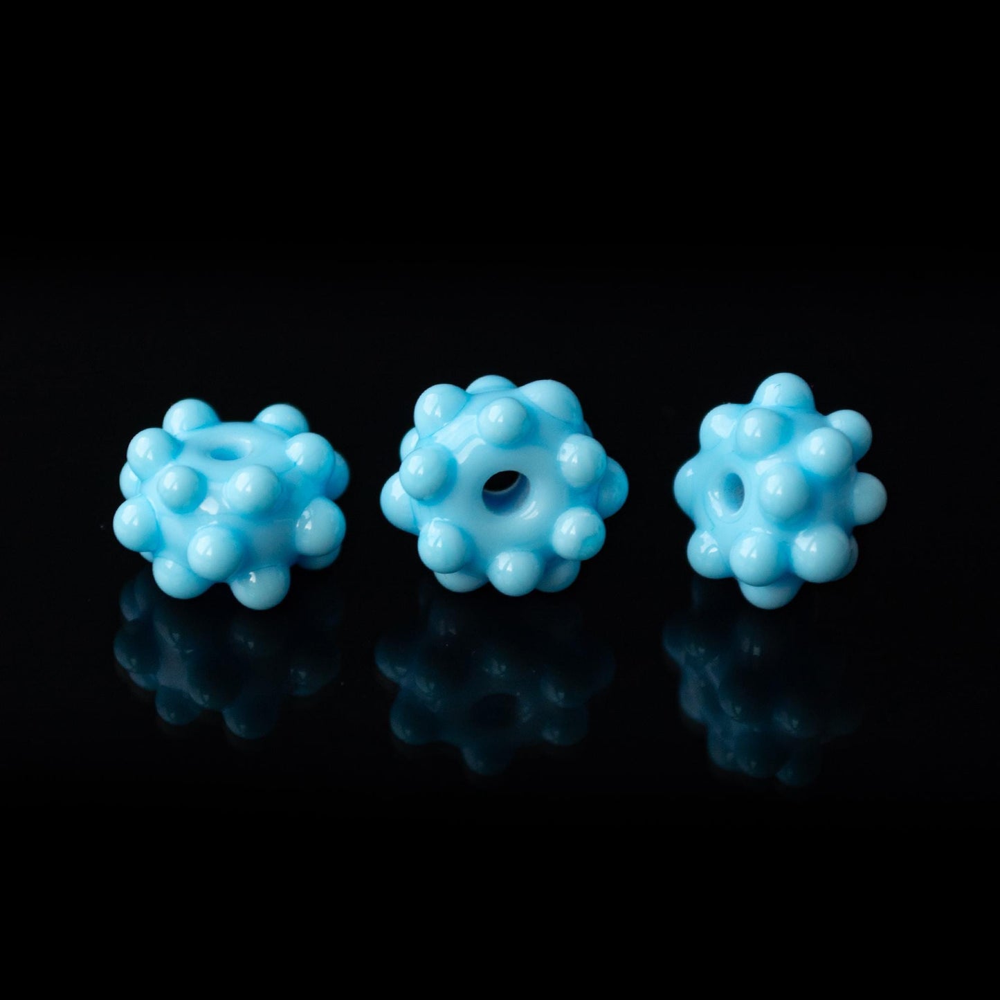 Light Blue Bubble Glass Handmade Lampwork Bumpy Beads 1pc